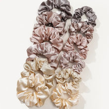 Load image into Gallery viewer, 12pcs Satin Fabric Hair Rings Set Solid Color Hair Ties Elastic Loop Accessories
