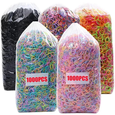 1000Pcs Colorful Disposable Hair Bands Kids Elastic Rubber Ponytail Holders