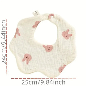 3PCS Cotton Gauze Baby Feeding Bibs - Soft Infant Print Saliva Towels