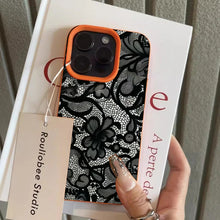 Load image into Gallery viewer, Black Lace Pattern Phone Case For iPhone 17 Pro Max 16 15 14 Plus 13 12 11 Pro Max 16E 17Air X XR XS Max Shockproof Soft Cover
