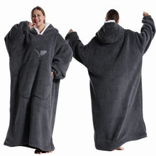 Load image into Gallery viewer, Extra Long Wearable Flannel Blanket | Hooded with Sleeves, Cozy Winter Throw for Adults