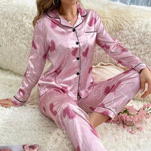 Load image into Gallery viewer, Women Satin Pajama Casual Sleepwear Home Clothes Suit Autumn Long Sleeve Button Up Top &amp; Pants Nightwear Loungewear Pyjama Femme