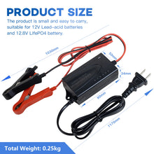 Load image into Gallery viewer, 14.6V 1.5A Charger for 12V Lead Acid &amp; 12.8V LifePO Batteries, Fast Charging Universal