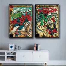Load image into Gallery viewer, Retro Marvel Super Hero Decorative Painting Anime Spider Man Art Poster American Film Mural Home Childrens Room Wall Decor Print