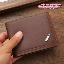 Load image into Gallery viewer, Men's leather short wallet thin wallet foldable minimalist soft leather wallet