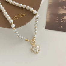 Load image into Gallery viewer, Elegant Pearl Necklace for Women Heart Pendant Chain Korean Jewelry Girls Gifts
