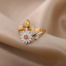 Load image into Gallery viewer, Anti Stress Anxiety Fidget Rings for Women Satinless Steel Spinner Sunflower Sun Star Ring Trendy Jewelry Gift Dropshipping