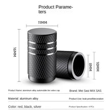 Load image into Gallery viewer, 4Pcs Car Tire Valve Stems Cap Knurling Style Tire Valve Cap Aluminum Tire Wheel Stem Air Valve Cap car Universal accessories