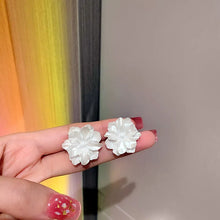 Load image into Gallery viewer, Acrylic White Camellia Flowers Stud Earrings for Women Fashion Temperament Fairycore Earring Party Wedding Jewelry Wholesale