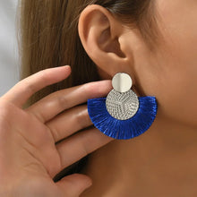 Load image into Gallery viewer, Fashion Bohemian Big Tassel Dangle White Fringe Female Earrings Drop Earrings for Women Statement Wedding Jewelry