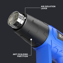 Load image into Gallery viewer, 2000W Electric Heat Gun Hot Air Gun, 300℃ and 600℃, 300-500L/Min, 3 Nozzles, 1.5s Heating, for Stripping Shrinking Varnish