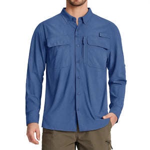 TACVASEN Men's UPF 50+ Sun Protection Fishing Shirt - Quick Dry, Long Sleeve, Breathable