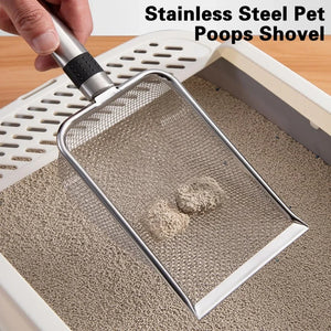 Stainless Steel Cat Litter Scoop Aluminum Alloy Pet Cleaning Tool Durable Handle