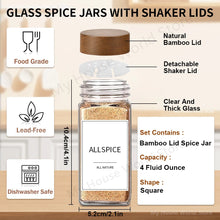 Load image into Gallery viewer, 13Pcs Glass Spice Jars with Bamboo Lids 4oz Glass Jars Spice Jar Set Seasoning Jars Organizer Storage Bottles for Spice Rack