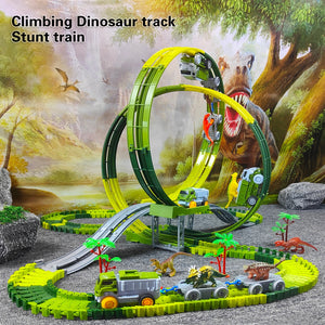 Climbing Train & Dino Track! Magic Race Track Fun