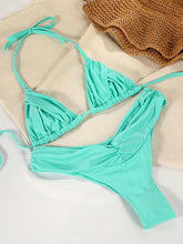 Load image into Gallery viewer, Sexy Folds Bikini Set Solid Micro Bikinis Women Swimsuit Female Triangle Swimwear Beach Wear Bathing Suit