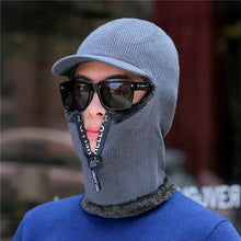 Load image into Gallery viewer, New Men Winter Warm Wool Hat Outdoor Ear Protection Hats Warm Thick Bicycle Knitted Capd Scarf Windproof Visors Cap