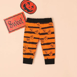 Autumn Winter 3PCS Baby Boys Long Sleeve Pumpkin Pantsuit Halloween Set + Hat