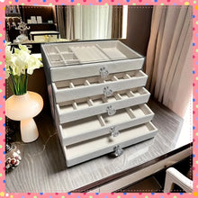 Load image into Gallery viewer, New upgrades 5 Layers of Velvet Jewellery Organiser Drawer Velvet Jewelry Box Earrings Bracelet Organizer Jewelry Display Box