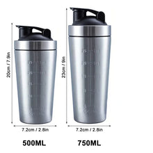 Load image into Gallery viewer, Stainless Steel Protein Shaker Cup Portable Fitness Sports Mug Nutrition Shakers Cup Water Bottles Water Cup Portable Shakers