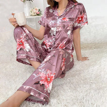 Load image into Gallery viewer, Women Satin Pajama Casual Sleepwear Home Clothes Suit Autumn Long Sleeve Button Up Top &amp; Pants Nightwear Loungewear Pyjama Femme