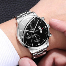 Load image into Gallery viewer, 2PCS Men Business Watches Fashion Steel Band Quartz Watch Male Calendar Watch Bracelet Relogio Masculino（Without Box）