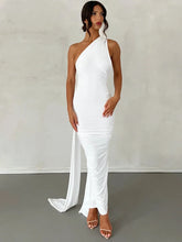 Load image into Gallery viewer, Hugcitar One Shoulder Backless Adjustable Scarf Loop Ruched Sexy Maxi Dress Women Elegant Y2K Streetwear Festival Outfit