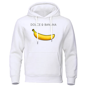 Dolce & Banana Men's Hoodie Funny Print Casual Warm Fleece Streetwear Sweatshirt