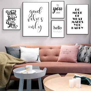 Black White Inspiring Text Art Canvas Prints Home Decor Gifts