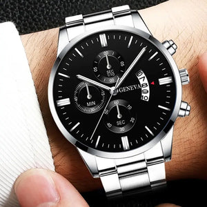 Luxury Men's Quartz Watch - Stainless Steel - Business Wristwatch with Calendar - Reloj Hombre