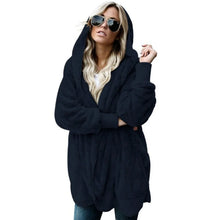 Load image into Gallery viewer, 12 Colors Fleece Sweatshirt Long Cardigans Autumn Winter Female Long Sleeve Double Side Wear Flurry Loose Hoodie Coats Outwear