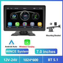 Load image into Gallery viewer, Podofo 7'' Wireless Carplay Android auto Monitor Car MP5 Player For Universal Bluetooth FM Radio Receiver TF/USB Rear View