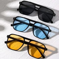 Punk Square Frame Sunglasses Anti-UV Beach Eye Protection Black Shades Glasses Travel Accessories Retro Sunglasses for women men