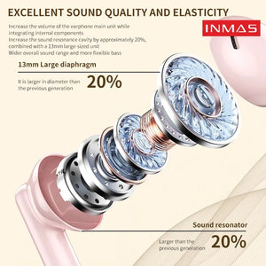 INMAS TWS AP09 Bluetooth 5.3 Earphones Noise Reduction Wireless HiFi Stereo Earbuds