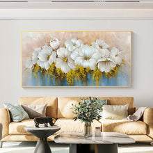 Load image into Gallery viewer, Scandinavian Luxury Wall Art Large White Floral Gold Leaf Abstract Poster Print