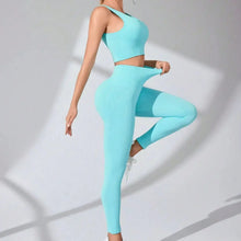 Load image into Gallery viewer, Women’s Workout Sets 2 Piece - Seamless Yoga Leggings and Cross-Strap Sports Bra Gym Outfits Activewear Matching Set