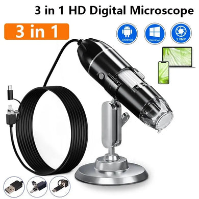 1600X Digital Microscope Camera Portable Electronic LED Magnifier USB Type-C Charge