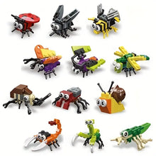 Load image into Gallery viewer, Insect Animal Building Blocks Toy Set - Bee, Snail, Dragonfly, Mini Model Bricks for Kids