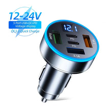 Load image into Gallery viewer, 250W 5 Ports Car Charger Fast Charging PD QC3.0 USB C Car Phone Charger Type C Adapter In Car For IPhone