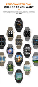 Outdoor Military Smartwatch – Bluetooth Calling, 1.73” LED Display, Sports & Fitness Watch
