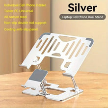 Load image into Gallery viewer, 2 In 1 Laptop Stand, With Phone Holder, Adjustable Steel Laptop Stand For Desk, Ergonomic Foldable Portable Desktop Laptoprise