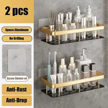 Load image into Gallery viewer, Bathroom Shelf No Drill Wall Mounted Shampoo Bottle Shower Corner Rack Toilet Storage Rack Aluminum Bathroom Kitchen Accessories