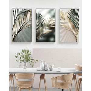 Modern Black Gold Palm Leaves Canvas Wall Art Prints Living Room Decor