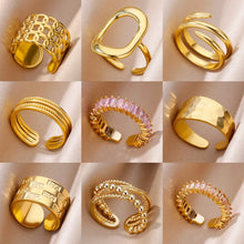 Load image into Gallery viewer, 316L Stainless Steel Rings for Women Gold Color Never Fade Luxury Classic rings wedding couple rings Jewelry Free Shipping