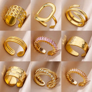 316L Stainless Steel Rings for Women Gold Color Never Fade Luxury Classic rings wedding couple rings Jewelry Free Shipping