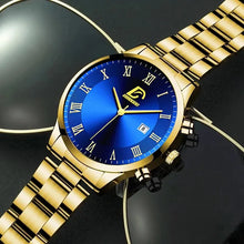 Load image into Gallery viewer, Gold Stainless Steel Men&#39;s Fashion Quartz Watch Luxury Minimalist Business Casual Calendar