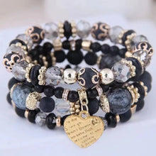 Load image into Gallery viewer, Boho Crystal Beads Bracelets: Heart Letter Elastic Bangles Set for Women