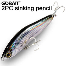 Load image into Gallery viewer, 2PC 24g Sinking Pencil Fishing Lure HardBait Treble Hooks Swimbait Wobbler Jerkbait
