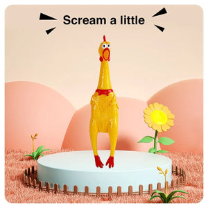Yellow Screaming Chicken! Funny Dog Toy, Squeaks Loud