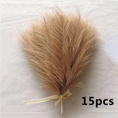 15pcs Artificial Pampas Grass Bouquet - Wedding, Home & Party Decoration Flowers